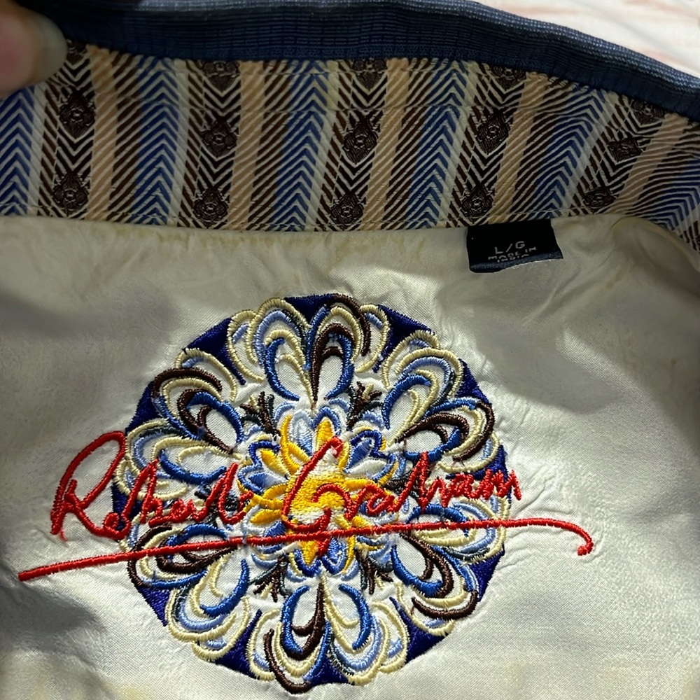 Robert Graham sz L blue embroidery